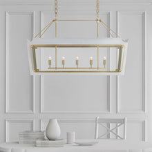 Load image into Gallery viewer, Caddo Linear Pendant Light in dining room.
