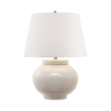 Load image into Gallery viewer, Carter Round Table Lamp in White Stoneware.
