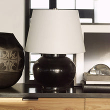 Load image into Gallery viewer, Carter Round Table Lamp in living room.
