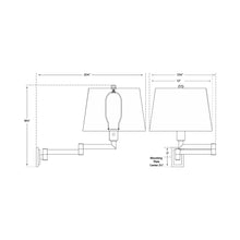 Load image into Gallery viewer, Chunky Swing Arm Wall Light - line drawing.
