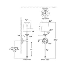 Load image into Gallery viewer, Classic Tail Wall Light - line drawing.
