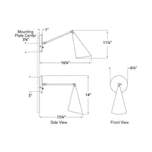 Load image into Gallery viewer, Clemente Swing Arm Wall Light - line drawing.
