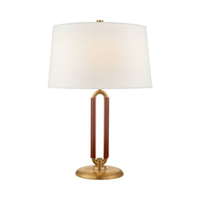 Load image into Gallery viewer, Cody Table Lamp in Natural Brass (Saddle Leather).

