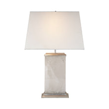 Load image into Gallery viewer, Crescent Table Lamp in Natural Quartz Stone with Silver Leaf.
