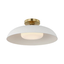 Load image into Gallery viewer, Cyrus LED Flush Mount Ceiling Light in Hand-Rubbed Antique Brass/White.
