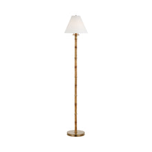 Load image into Gallery viewer, Dalfern Floor Lamp in Waxed Bamboo/Natural Brass (White Parchment).
