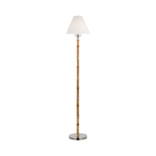 Load image into Gallery viewer, Dalfern Floor Lamp in Waxed Bamboo/Polished Nickel (White Parchment).
