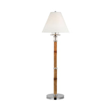 Load image into Gallery viewer, Dalfern Table Lamp in Waxed Bamboo/Polished Nickel (White Parchment).
