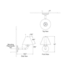 Load image into Gallery viewer, Dalfern Wall Light - line drawing.
