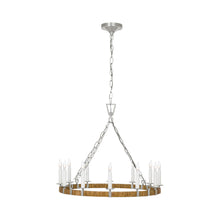 Load image into Gallery viewer, Darlana Rattan Wrapped Ringed LED  Chandelier in Polished Nickel and Natural Rattan (Medium).
