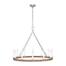 Load image into Gallery viewer, Darlana Rattan Wrapped Ringed LED  Chandelier in Polished Nickel and Natural Rattan (Large).
