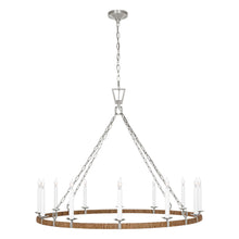 Load image into Gallery viewer, Darlana Rattan Wrapped Ringed LED  Chandelier in Polished Nickel and Natural Rattan (X-Large).
