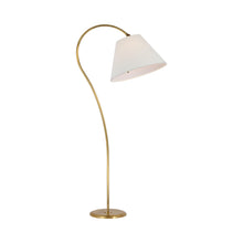 Load image into Gallery viewer, Dume Floor Lamp in Hand-Rubbed Antique Brass (Linen).

