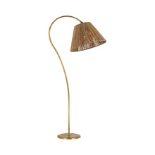 Load image into Gallery viewer, Dume Floor Lamp in Hand-Rubbed Antique Brass (Natural Abaca).
