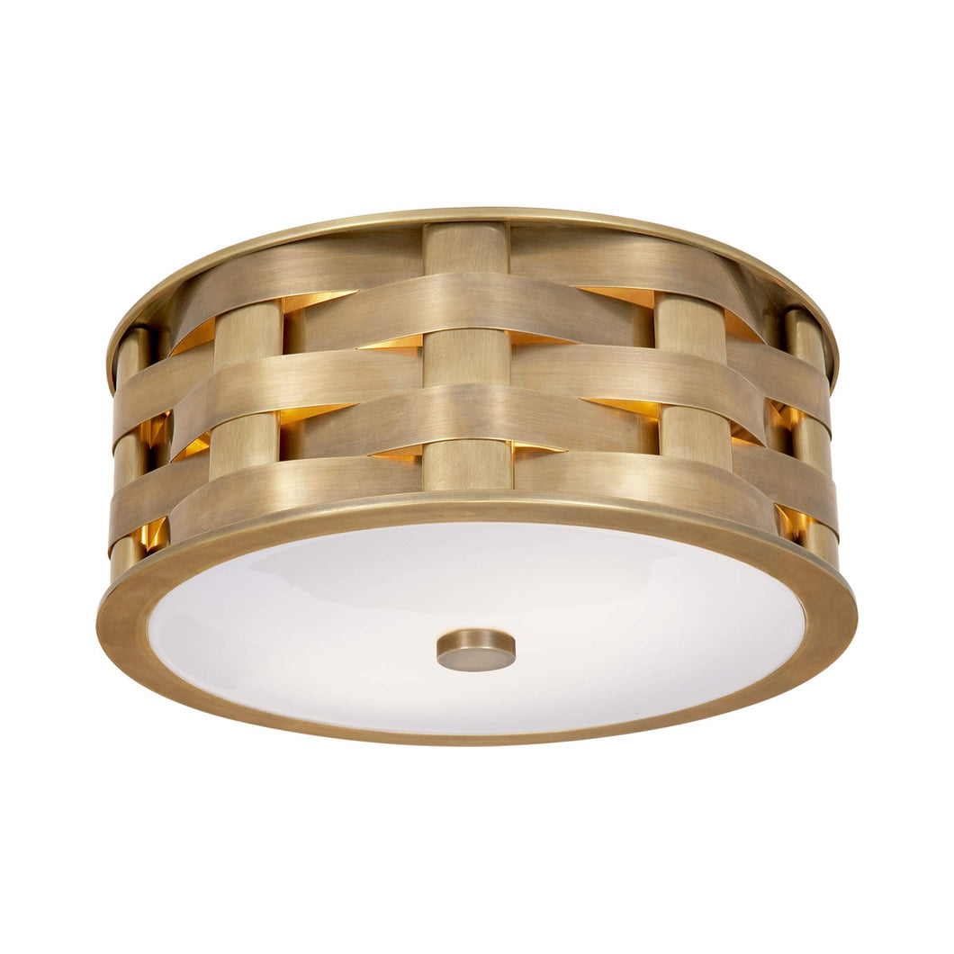 Ella Flush Mount Ceiling Light in Natural Brass.