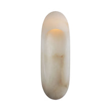 Load image into Gallery viewer, Esculpa LED Wall Light in Alabaster/Antique-Burnished Brass.
