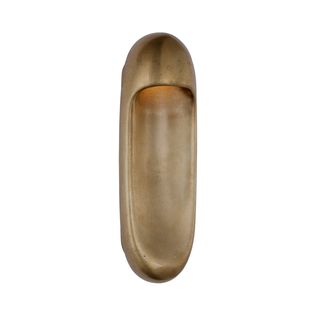 Esculpa Outdoor LED Wall Light in Museum Brass.