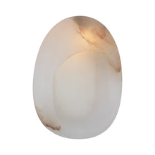 Load image into Gallery viewer, Esculpa Rounded LED Wall Light in Alabaster/Polished Nickel.
