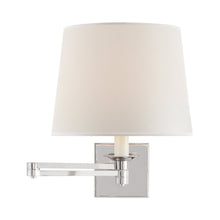 Load image into Gallery viewer, Evans Swing Arm Wall Light in Polished Nickel.
