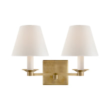 Load image into Gallery viewer, Evans Wall Light in Natural Brass (2-Light/Square).
