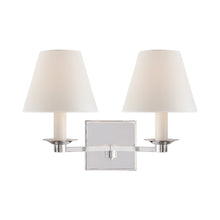 Load image into Gallery viewer, Evans Wall Light in Polished Nickel (2-Light/Square).
