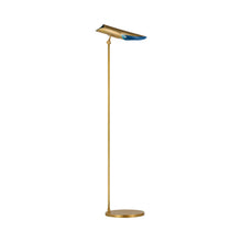 Load image into Gallery viewer, Flore Floor Lamp in Soft Brass/Riviera Blue.
