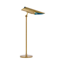 Load image into Gallery viewer, Flore Table Lamp in Soft Brass/Riviera Blue.
