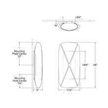 Load image into Gallery viewer, Fondant LED Linear Bath Wall Light - line drawing.
