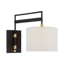 Load image into Gallery viewer, Gael Wall Light in Warm Iron and Antique Brass.
