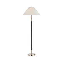 Load image into Gallery viewer, Garner Floor Lamp in Polished Nickel/Chocolate Leather.
