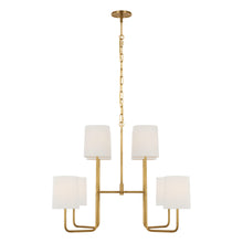 Load image into Gallery viewer, Go Lightly Chandelier in Soft Brass/Linen(Extra Large).
