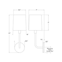 Load image into Gallery viewer, Go Lightly Wall Light - line drawing.
