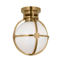 Load image into Gallery viewer, Gracie Globe LED Flush Mount Ceiling Light in Antique-Burnished Brass/White(Large).
