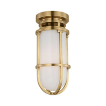 Load image into Gallery viewer, Gracie LED Flush Mount Ceiling Light in Antique-Burnished Brass/White.

