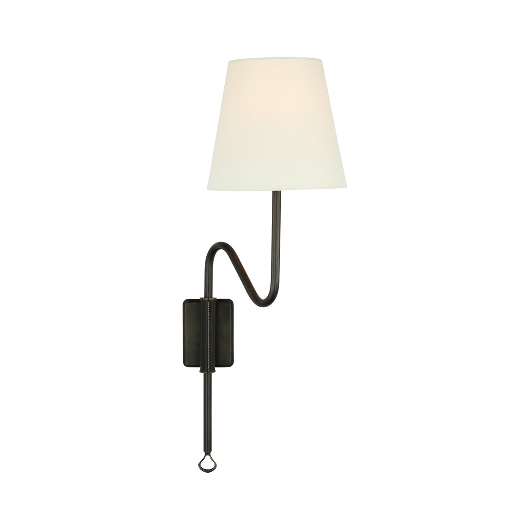Griffin Articulating Wall Light in Bronze/Chocolate Leather.