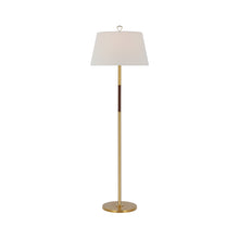 Load image into Gallery viewer, Griffin Floor Lamp in Hand-Rubbed Antique Brass/Saddle Leather.
