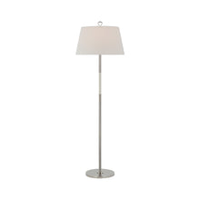 Load image into Gallery viewer, Griffin Floor Lamp in Polished Nickel/Parchment Leather.
