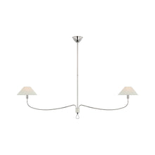 Load image into Gallery viewer, Griffin Linear Chandelier in Polished Nickel/Parchment Leather.
