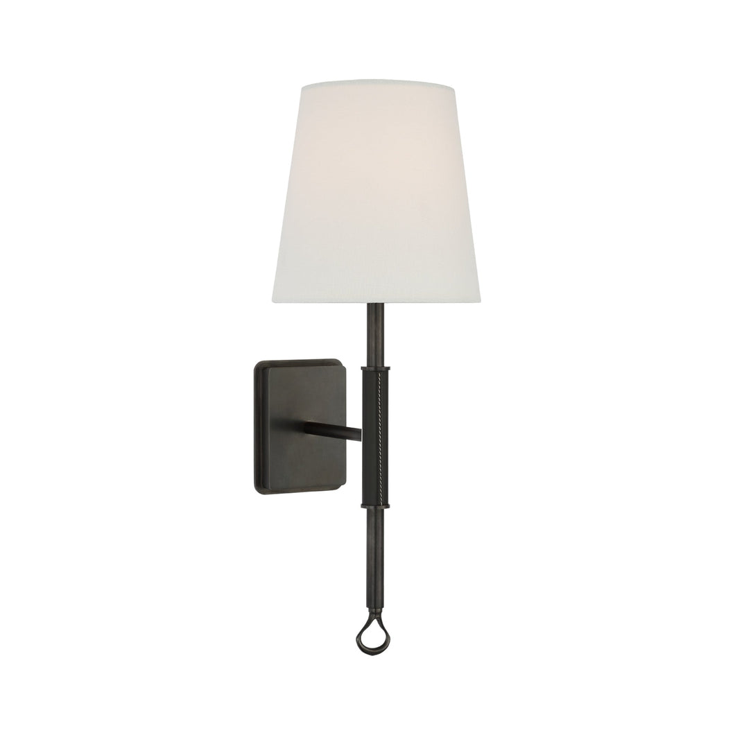 Griffin Wall Light in Bronze/Chocolate Leather (15.75-Inch).
