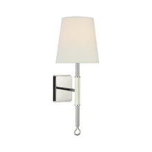 Load image into Gallery viewer, Griffin Wall Light in Polished Nickel/Parchment Leather (15.75-Inch).
