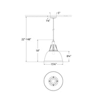 Load image into Gallery viewer, Gunner Pendant Light - line drawing.
