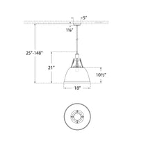 Load image into Gallery viewer, Gunner Pendant Light - line drawing.
