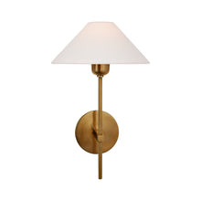 Load image into Gallery viewer, Hackney Wall Light in Hand-Rubbed Antique Brass.

