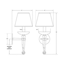 Load image into Gallery viewer, Iron Wall Light - line drawing.
