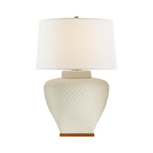Load image into Gallery viewer, Isla Table Lamp in White Leather Ceramic.
