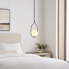 Load image into Gallery viewer, Jodo LED Pendant Light in bedroom.
