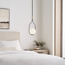 Load image into Gallery viewer, Jodo LED Pendant Light in bedroom.
