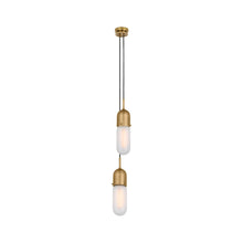 Load image into Gallery viewer, Junio Pendant Light in Hand-Rubbed Antique Brass/Frosted Glass (2-Light).
