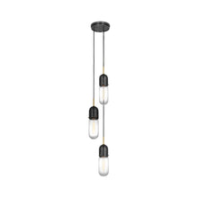 Load image into Gallery viewer, Junio Pendant Light in Bronze/Brass/Clear Glass (3-Light).
