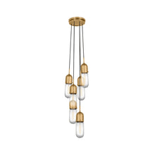 Load image into Gallery viewer, Junio Pendant Light in Hand-Rubbed Antique Brass/Clear Glass (6-Light).

